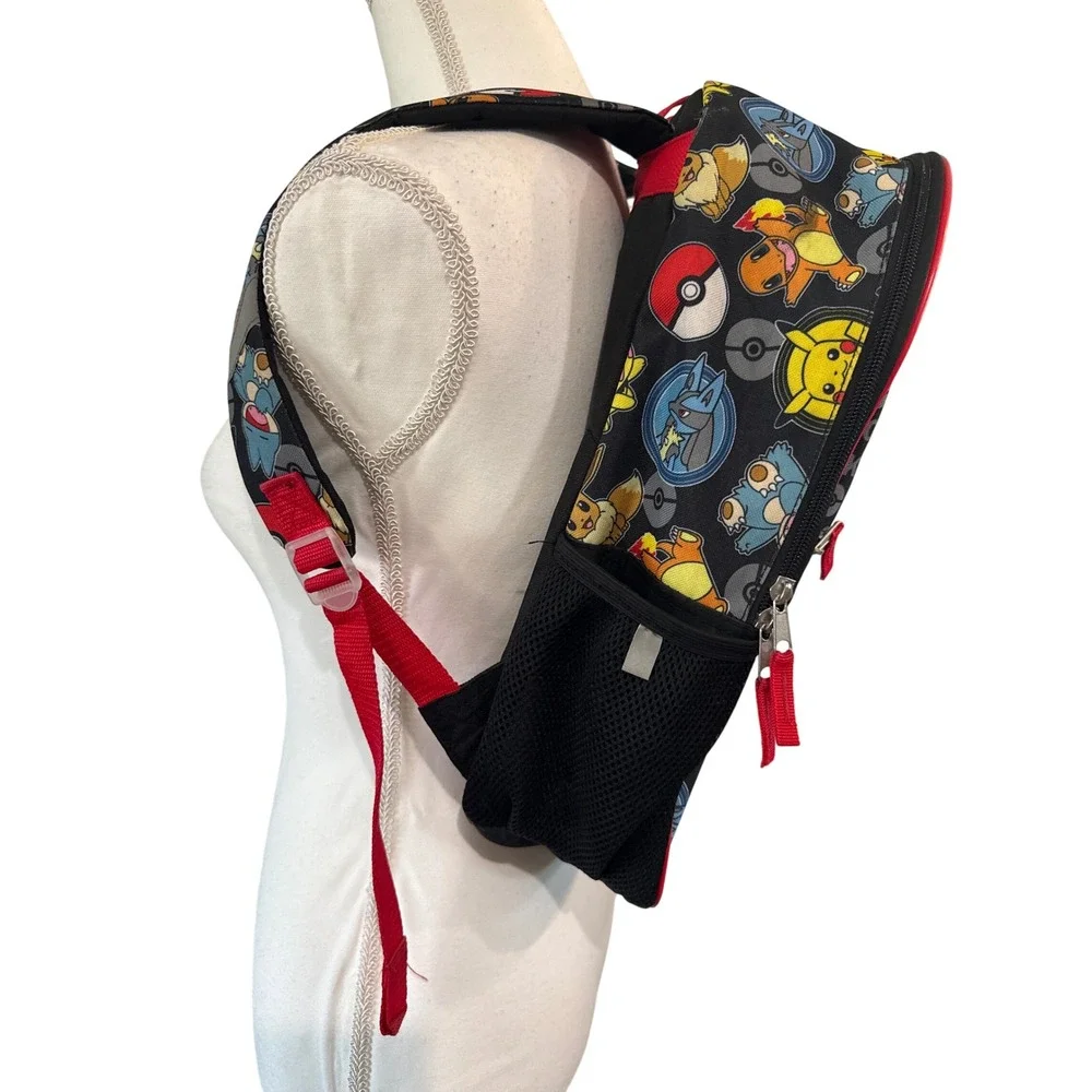 Pokemon Bioworld Backpack Pikachu Eevee Charmander Black Red Kids School Bag